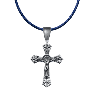 Vintage White Bronze Double Nimbus Crucifix, Large