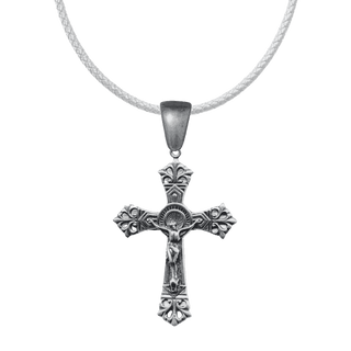 Vintage White Bronze Double Nimbus Crucifix, Large