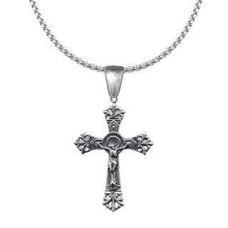 Vintage White Bronze Double Nimbus Crucifix, Large
