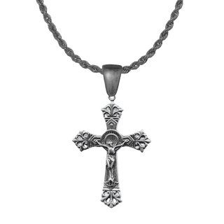 Vintage White Bronze Double Nimbus Crucifix, Large