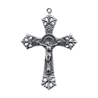 Vintage White Bronze Double Nimbus Crucifix, Large