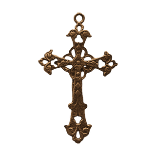 Vintage Bronze Delicate Openwork Crucifix, 1 3/8 inch — reverse