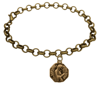Vintage Bronze Our Lady of Banneux Medal Bracelet