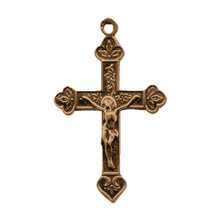 Vintage Bronze Patterned Crucifix with Heart Foot