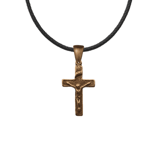 Vintage Bronze Simple Christening Crucifix, 7/8 inch