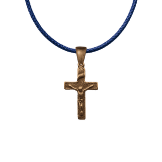 Vintage Bronze Simple Christening Crucifix, 7/8 inch