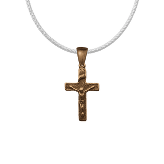 Vintage Bronze Simple Christening Crucifix, 7/8 inch