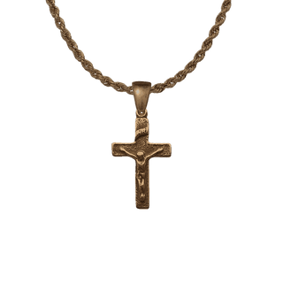 Vintage Bronze Simple Christening Crucifix, 7/8 inch