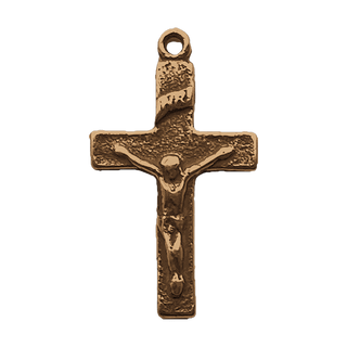 Vintage Bronze Simple Christening Crucifix, 7/8 inch