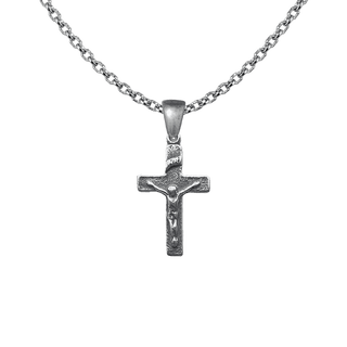 Vintage White Bronze Simple Christening Crucifix, 7/8 inch