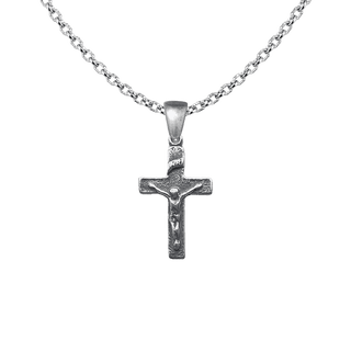 Vintage White Bronze Simple Christening Crucifix, 7/8 inch
