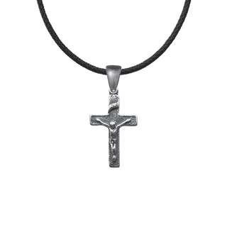 Vintage White Bronze Simple Christening Crucifix, 7/8 inch