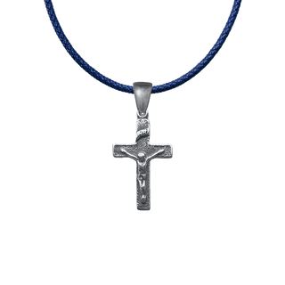 Vintage White Bronze Simple Christening Crucifix, 7/8 inch