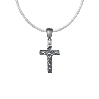 Vintage White Bronze Simple Christening Crucifix, 7/8 inch