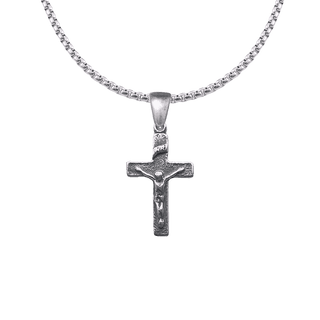 Vintage White Bronze Simple Christening Crucifix, 7/8 inch