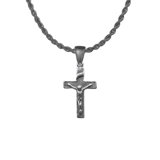 Vintage White Bronze Simple Christening Crucifix, 7/8 inch