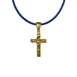 Vintage Yellow Bronze Simple Christening Crucifix, 7/8 inch