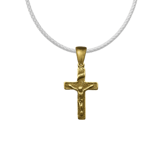 Vintage Yellow Bronze Simple Christening Crucifix, 7/8 inch