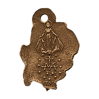 Vintage Bronze Rose Medal with Miraculous Medal Reverse — reverse