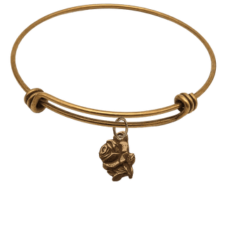 Vintage Bronze Rose Medal Bangle Bracelet