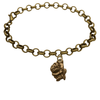 Vintage Bronze Rose Medal Bracelet