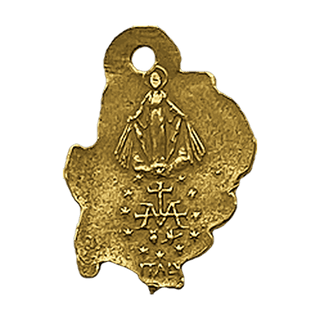 Vintage Yellow Bronze Rose Medal with Miraculous Medal Reverse — reverse