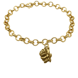 Vintage Yellow Bronze Rose Medal Bracelet