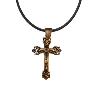 Vintage Bronze Flowers and Scrolls Crucifix