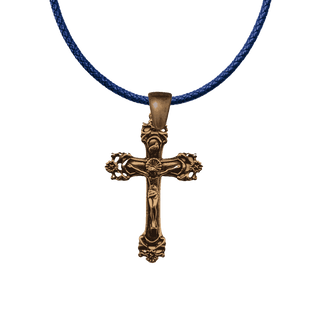 Vintage Bronze Flowers and Scrolls Crucifix