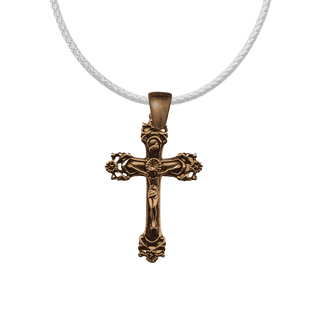 Vintage Bronze Flowers and Scrolls Crucifix