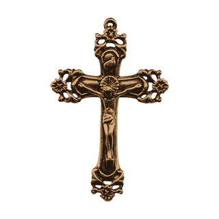 Vintage Bronze Flowers and Scrolls Crucifix