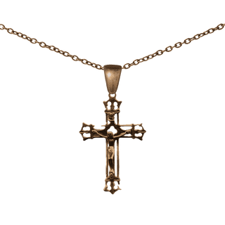 Vintage Bronze Open Crown Crucifix, Elegant