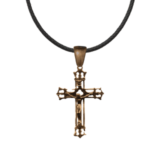 Vintage Bronze Open Crown Crucifix, Elegant