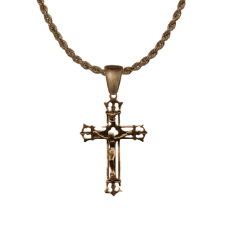 Vintage Bronze Open Crown Crucifix, Elegant