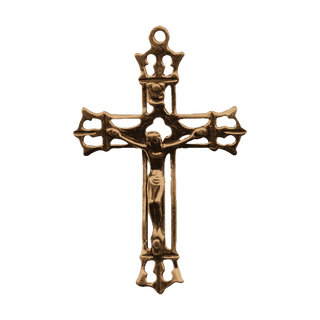 Vintage Bronze Open Crown Crucifix, Elegant