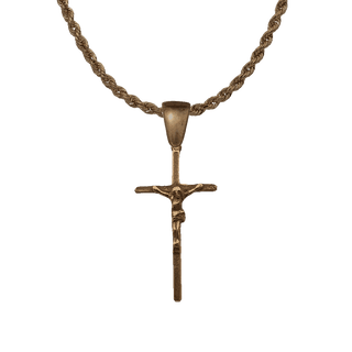 Vintage Bronze Simple Crucifix, 1 3/4 inch