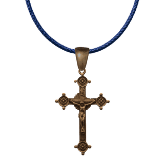 Vintage Bronze Trinity Form Crucifix with Flowers