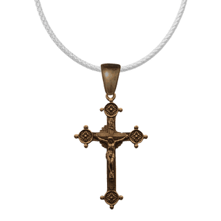 Vintage Bronze Trinity Form Crucifix with Flowers