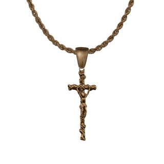Vintage Bronze Tree and Vine Crucifix, 1 3/4 inch