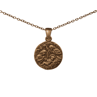 Vintage Bronze Nativity Medal with Angels