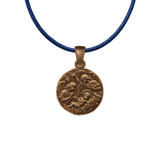 Vintage Bronze Nativity Medal with Angels
