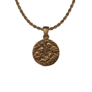 Vintage Bronze Nativity Medal with Angels