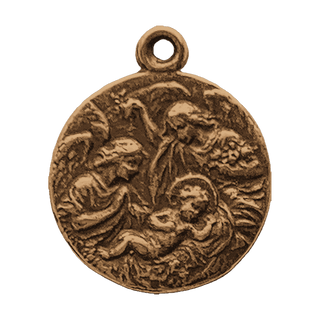 Vintage Bronze Nativity Medal with Angels