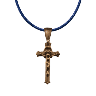 Vintage Bronze Beaded Line Crucifix, 2 inch