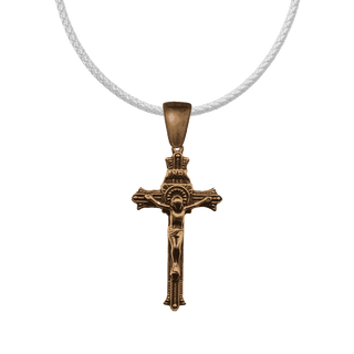 Vintage Bronze Beaded Line Crucifix, 2 inch