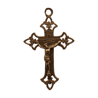Vintage Bronze Openwork Crucifix with Buds
