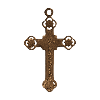 Vintage Bronze Engraved Flowers Crucifix, France — reverse