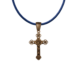 Vintage Bronze Engraved Flowers Crucifix, France