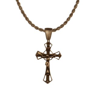 Vintage Bronze Open Circle Crucifix