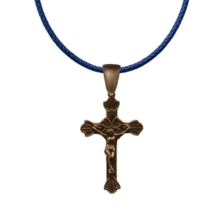 Vintage Bronze Flowering Crucifix with Etched Leaves
